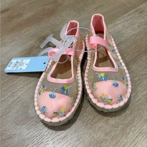 Cat & Jack Pink Floral Embroidered Mary Jane Espadrilles